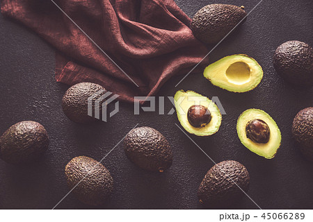 Hass avocados on the dark background Hass avocados on the dark background 45066289