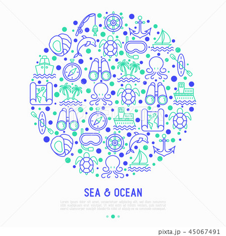 Sea and ocean journey concept in circle 45067491
