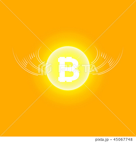 Bitcoin Cripto currency blockchain. Bitcoin flat logo on orange background. Bitcoin with wings Bitcoin Cripto currency blockchain. Bitcoin flat logo on orange background. Bitcoin with wings 45067748