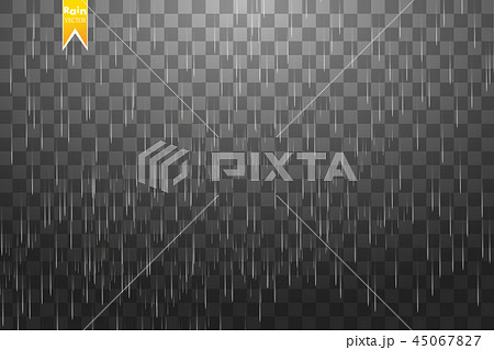 Rain transparent template background. Falling water drops texture. Nature rainfall on checkered 45067827