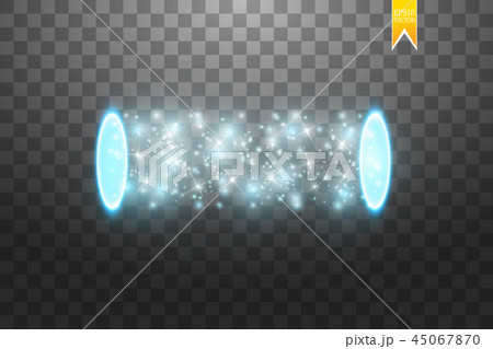 Magic fantasy portal. Futuristic teleport. Light effect. Blue candles rays of a night scene with 45067870