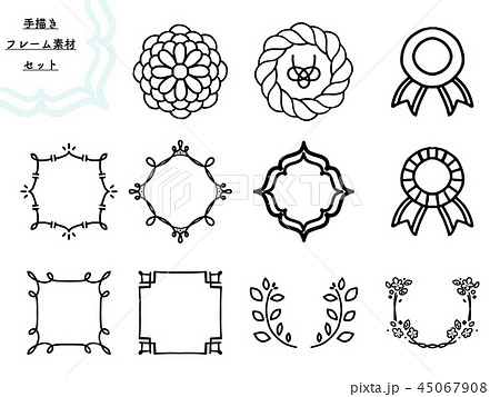 手描き 円形 フレーム 素材のイラスト素材