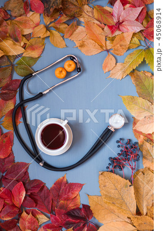 autumn yellow leaves medical stethoscope autumn disease autumn yellow leaves medical stethoscope autumn disease 45068914