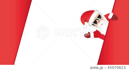 hipster Santa Claus with cool sunglasses beckons red background 45070623