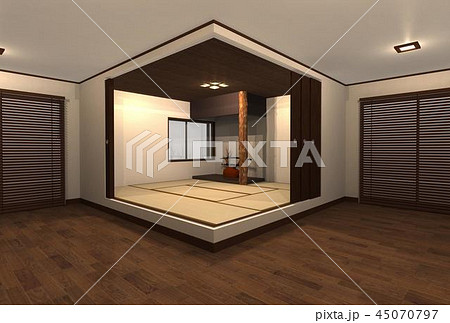 リビングに和室のイラスト素材