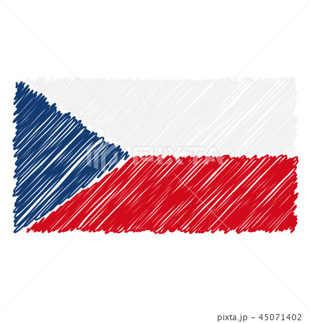 Hand Drawn National Flag Of Czech Republic Isolated On A White Background. Vector Sketch Style 45071402