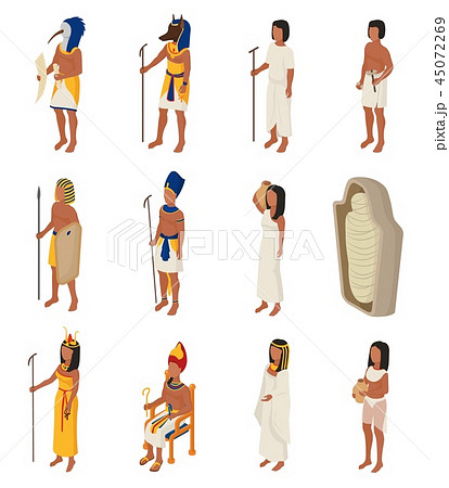 Egyptian vector ancient egypt people character pharaoh horus god man woman cleopatra in egyptology 45072269
