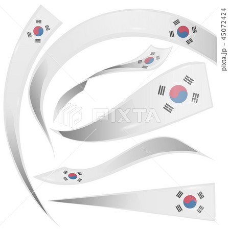 south korea flag set isolated on white background south korea flag set isolated on white background 45072424