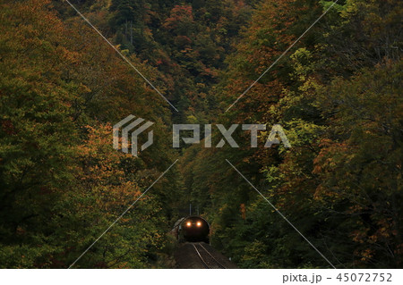 紅葉の只見線 45072752