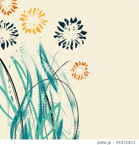 Creative universal floral card. Hand Drawn texture 45072812