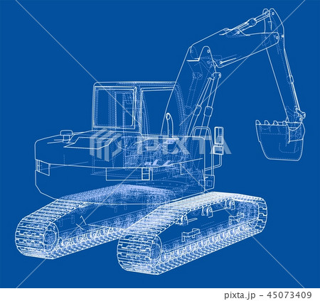 Excavator concept outline. Vector 45073409