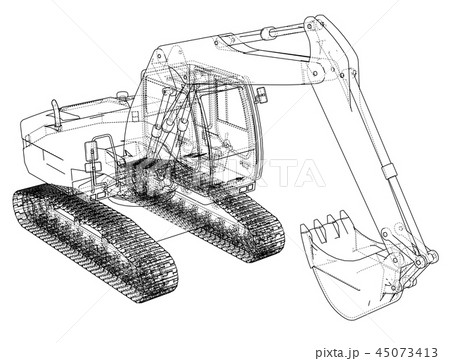 Excavator concept outline. Vector 45073413