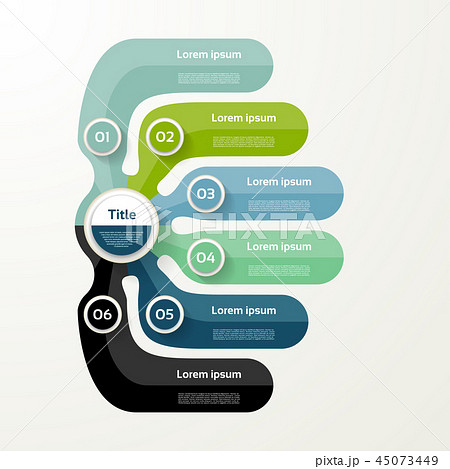 Six elements banner. 6 steps design, chart  45073449