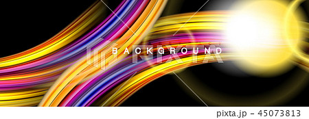 Background abstract design, flowing mixing liquid color waves on black 45073813