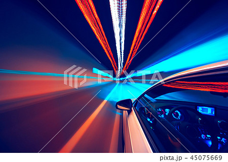 Abstract speed motion in tunnel, blurred motion. 45075669