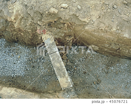 Pipe and cables in trench at crossing pipelines Pipe and cables in trench at crossing pipelines 45076721