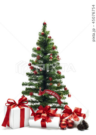 Christmas tree with red decorations 45076754