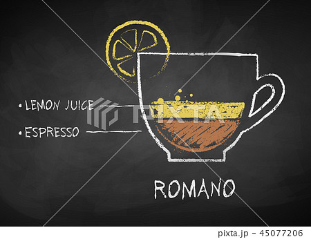Vector chalk drawn sketch of coffee Romano Vector chalk drawn sketch of coffee Romano 45077206