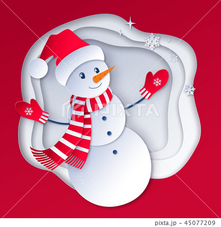 illustration of Snowman wearing santa hat illustration of Snowman wearing santa hat 45077209