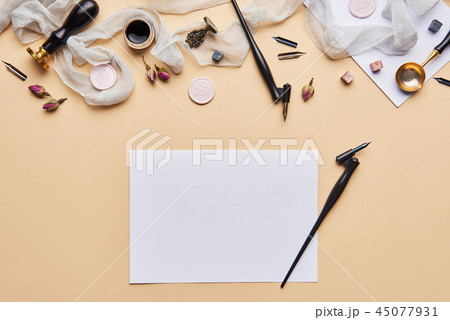 Feminine desk calligraphy workspace Feminine desk calligraphy workspace 45077931