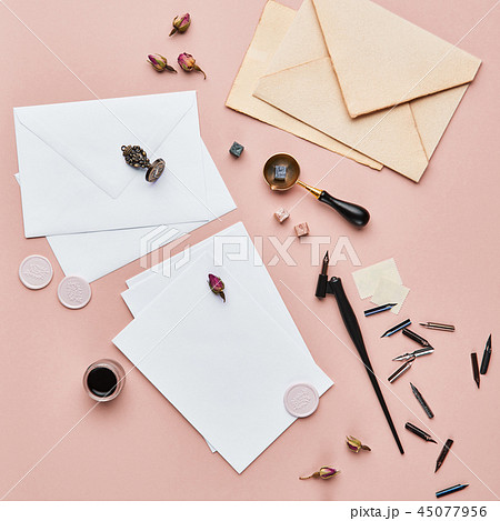 Feminine desk calligraphy workspace Feminine desk calligraphy workspace 45077956