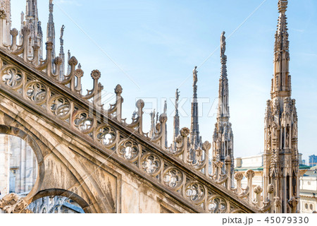 Architecture on roof of Duomo cathedral 45079330