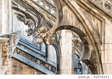 Architecture on roof of Duomo gothic cathedral Architecture on roof of Duomo gothic cathedral 45079331