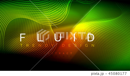 Neon glowing fluid wave lines, magic energy space light concept, abstract background wallpaper 45080177