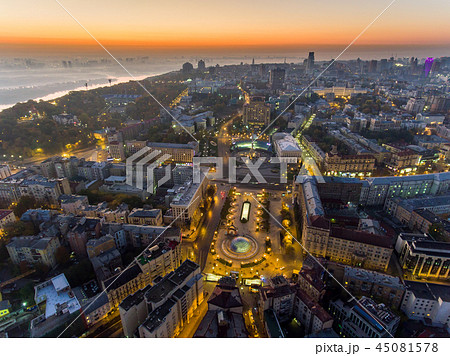 Independence Square. Ukraine. Aerial view of the Independence Monument. Revolution of pride. Orange Independence Square. Ukraine. Aerial view of the Independence Monument. Revolution of pride. Orange 45081578