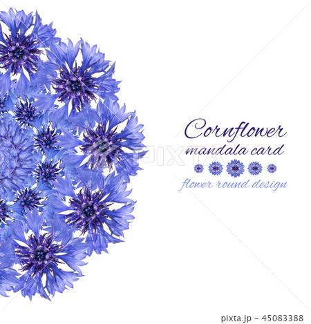 Card with flower mandala. Cornflower blue design 45083388