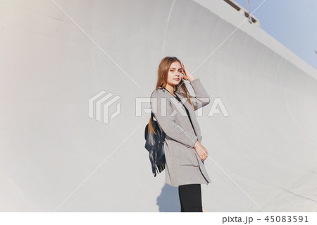 girl with backpack girl with backpack 45083591