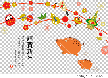 亥年　年賀状テンプレート（文字つき） 45084229