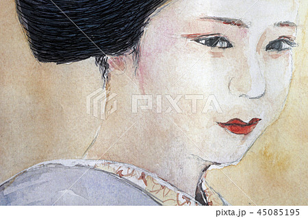 襟足 えりあし 舞妓 芸者 和装 日本髪 かつら 女性 日本人のイラスト素材