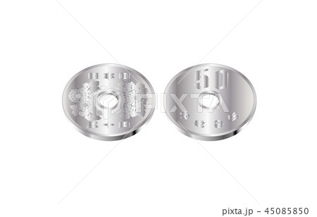 日本円五十円硬貨斜め 45085850