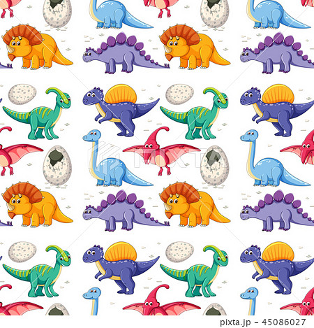A Dinosaur On Seamless Patternのイラスト素材 45086027 Pixta