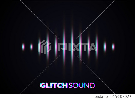 Audio or sound wave with music volume peaks and color glitch effect 45087922