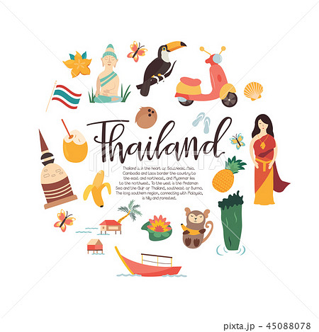 Thailand cartoon vector banner Travel illustration 45088078