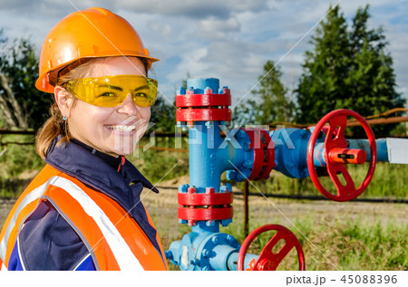 Woman worker in the oilfield 45088396