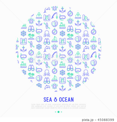 Sea and ocean journey concept in circle 45088399
