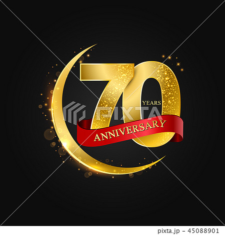 70 years anniversary gold half moon and glitter. 45088901