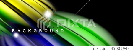 Background abstract design, flowing mixing liquid color waves on black 45089948