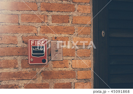 Fire alarm on the brick wall 45091868