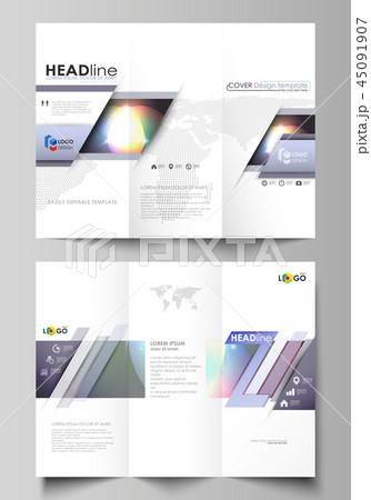 Tri-fold brochure business templates on both sides. Easy editable abstract vector layout. Retro Tri-fold brochure business templates on both sides. Easy editable abstract vector layout. Retro 45091907