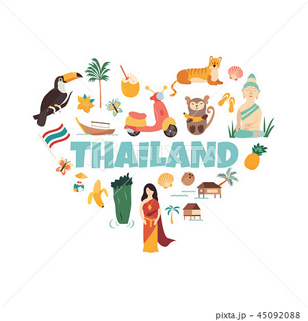 Thailand cartoon vector banner Travel illustration 45092088