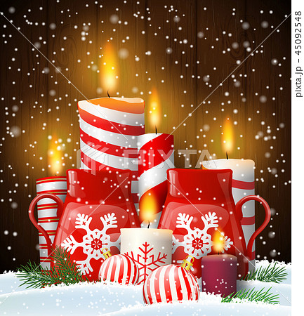 Christmas still-life with candles and tea mug 45092548