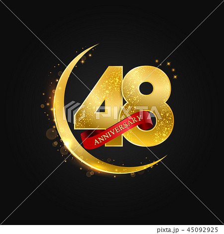 48 years anniversary gold half moon and glitter. 45092925