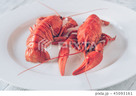 Dish of boiled crayfish with sauce Dish of boiled crayfish with sauce 45093161