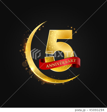 5 years anniversary gold half moon and glitter. 45093294