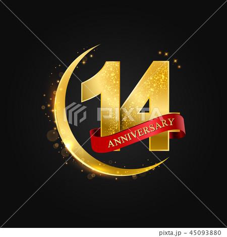 14 years anniversary gold half moon and glitter. 45093880