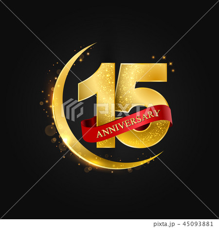 15 years anniversary gold half moon and glitter. 45093881